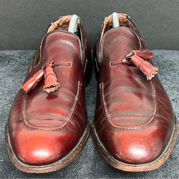 Allen Edmonds Saratoga Tassel Loafers Slip On Shoes Men SZ 11 C Burgundy Leather - Picture 4 of 10
